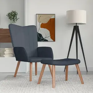vidaXL Chaise de relaxation avec repose-pied Gris foncé Velours pas cher