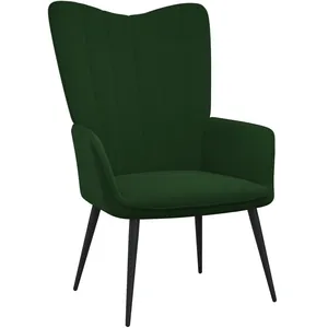 vidaXL Chaise de relaxation Vert foncé Velours pas cher