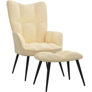Comparateur de prix : Vidaxl - Chaise de relaxation avec tabouret Blanc crème Velours Blanc