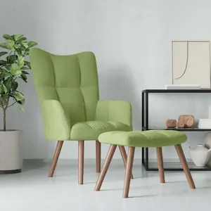 Comparateur de prix : vidaXL Chaise de relaxation avec repose-pied Vert clair Velours