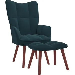 vidaXL Chaise de relaxation avec repose-pied Bleu Velours pas cher