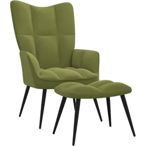 Comparateur de prix : vidaXL Chaise de relaxation avec repose-pied Vert clair Velours