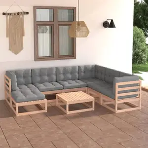 vidaXL Salon de jardin 8 pcs avec coussins Bois de pin massif pas cher