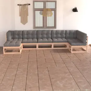 vidaXL Salon de jardin 7 pcs avec coussins Bois de pin massif pas cher