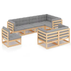 vidaXL Salon de jardin 8 pcs avec coussins Bois de pin massif pas cher