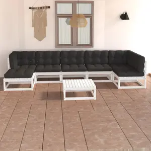 vidaXL Salon de jardin 8 pcs avec coussins Bois de pin massif pas cher