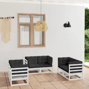 vidaXL Salon de jardin 6 pcs avec coussins Bois de pin massif pas cher