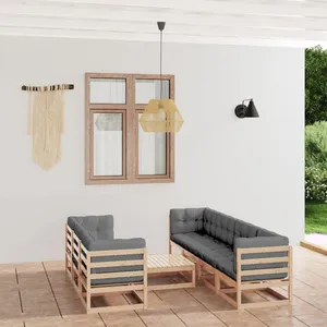 vidaXL Salon de jardin 8 pcs avec coussins Bois de pin massif pas cher