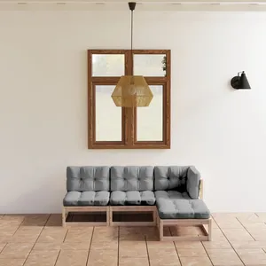 vidaXL Salon de jardin 4 pcs avec coussins Bois de pin massif pas cher