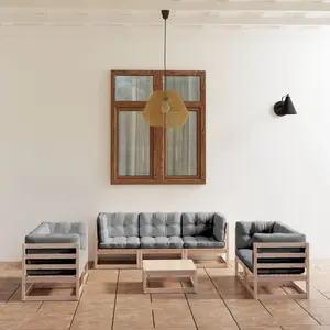 vidaXL Salon de jardin 8 pcs avec coussins Bois de pin massif pas cher