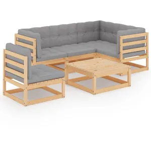 vidaXL Salon de jardin 6 pcs avec coussins Bois de pin massif pas cher
