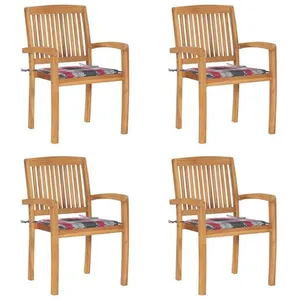 Vidaxl Chaises de Jardin Empilables avec Coussins - Teck Solide pas cher