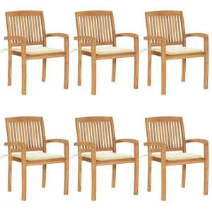 Comparateur de prix : vidaXL Chaises empilables avec coussins - Teck