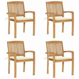 Comparateur de prix : vidaXL Chaises empilables avec coussins lot de 4   Teck solide