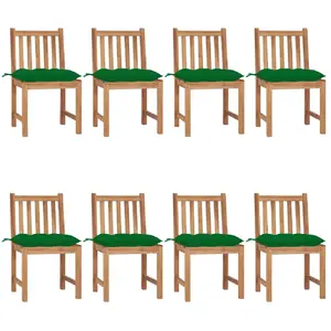vidaXL Chaises de jardin 8 pcs avec coussins Bois de teck massif