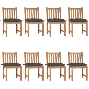vidaXL Chaises de jardin 8 pcs avec coussins Bois de teck massif pas cher