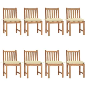 vidaXL Chaises de jardin 8 pcs avec coussins Bois de teck massif pas cher