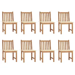 vidaXL Chaises de jardin 8 pcs avec coussins Bois de teck massif pas cher