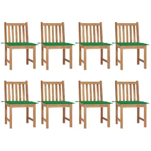 vidaXL Chaises de jardin 8 pcs avec coussins Bois de teck massif pas cher