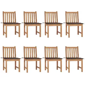 vidaXL Chaises de jardin 8 pcs avec coussins Bois de teck massif pas cher