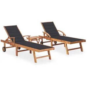 Comparateur de prix : vidaXL Chaises longues 2 pcs avec coussin anthracite Teck solide