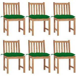 vidaXL Chaises de jardin 6 pcs avec coussins Bois de teck massif pas cher