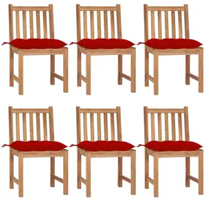 vidaXL Chaises de jardin 6 pcs avec coussins Bois de teck massif pas cher