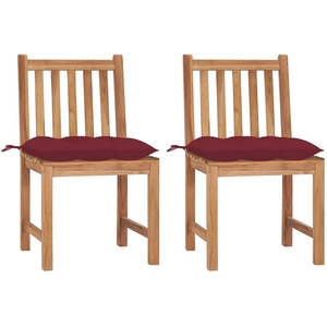 vidaXL Chaises de jardin 4 pcs avec coussins Bois de teck massif pas cher