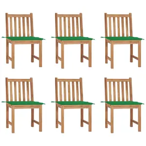 vidaXL Chaises de jardin 6 pcs avec coussins Bois de teck massif pas cher