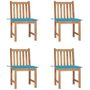 vidaXL Chaises de jardin 4 pcs avec coussins Bois de teck massif pas cher