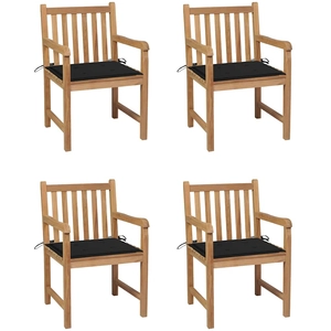 vidaXL Chaises de jardin 8 pcs avec coussins noir Bois de teck massif