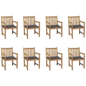 vidaXL Chaises de jardin 8 pcs avec coussins anthracite Bois de teck