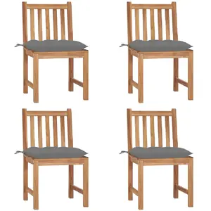 vidaXL Chaises de jardin 4 pcs avec coussins Bois de teck massif pas cher