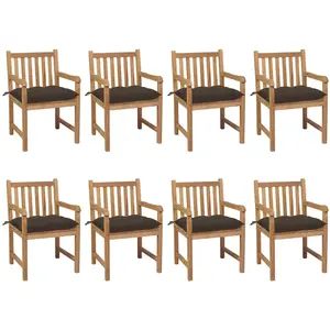 Comparateur de prix : vidaXL Chaises de jardin lot de 8 avec coussins taupe Bois teck solide