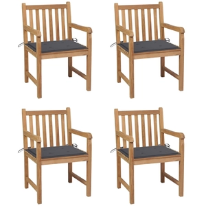 vidaXL Chaises de jardin 6 pcs avec coussins anthracite Bois de teck pas cher