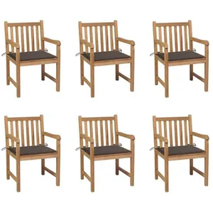 Comparateur de prix : vidaXL Chaises de jardin 6 pcs avec coussins taupe Bois de teck massif