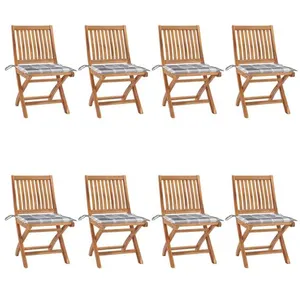 Vidaxl - Chaises Pliables De Jardin Avec Coussins Lot De 8 Teck Solide pas cher