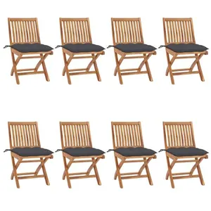 vidaXL Chaises pliables de jardin avec coussins 8 pcs Teck solide pas cher