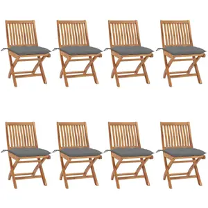 vidaXL Chaises pliables de jardin avec coussins 8 pcs Teck solide