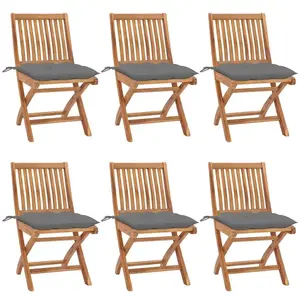 vidaXL Chaises pliables de jardin avec coussins 6 pcs Bois de teck pas cher