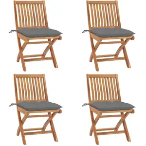 vidaXL Chaises pliables de jardin avec coussins 4 pcs Teck solide pas cher
