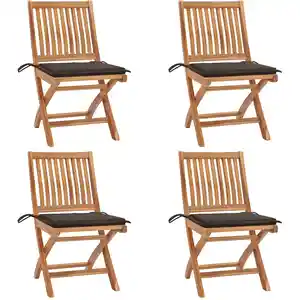 Comparateur de prix : vidaXL Lot de 4 Chaises pliantes Teck Taupe