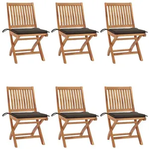 vidaXL Chaises pliables de jardin avec coussins 6 pcs Bois de teck pas cher