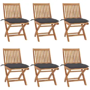 vidaXL Chaises pliables de jardin avec coussins 6 pcs Bois de teck pas cher