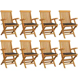 Comparateur de prix : vidaXL Chaises de jardin avec coussins taupe lot de 8 Bois teck massif