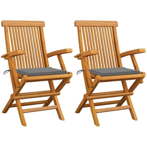 Comparateur de prix : vidaXL Chaises de jardin avec coussins gris lot de 8 Bois teck massif