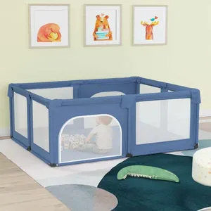 Comparateur de prix : vidaXL Parc pour bébé avec 2 portes Bleu clair Tissu Oxford