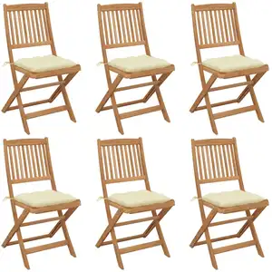 vidaXL Chaises pliables de jardin 6 pcs avec coussins Bois d'acacia pas cher