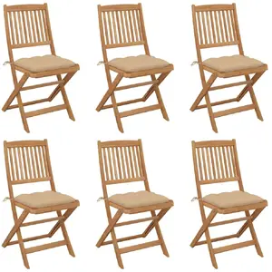 vidaXL Chaises pliables de jardin 6 pcs avec coussins Bois d'acacia pas cher