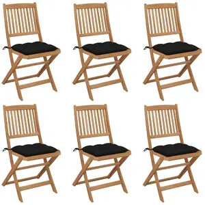 vidaXL Chaises pliables de jardin 6 pcs avec coussins Bois d'acacia pas cher